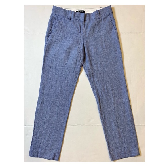 Ann Taylor Chambray Linen Straight Pants 0P - Picture 4 of 11